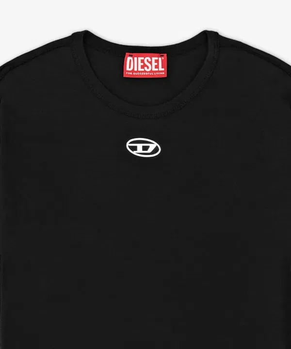 Футболка с длинным рукавом, оверсайз, бренда Diesel, черная — фото 3