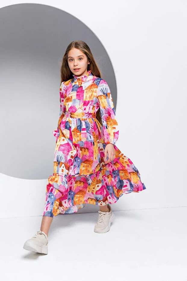 Детское платье для девочек с принтом Party Incity, Mango-Fuchsia — фото 3
