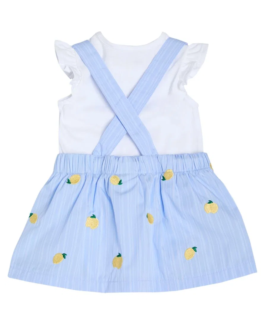Комплект из боди и сарафана-юбки, с металлизированным логотипом GUESS, White/Blue — фото 2