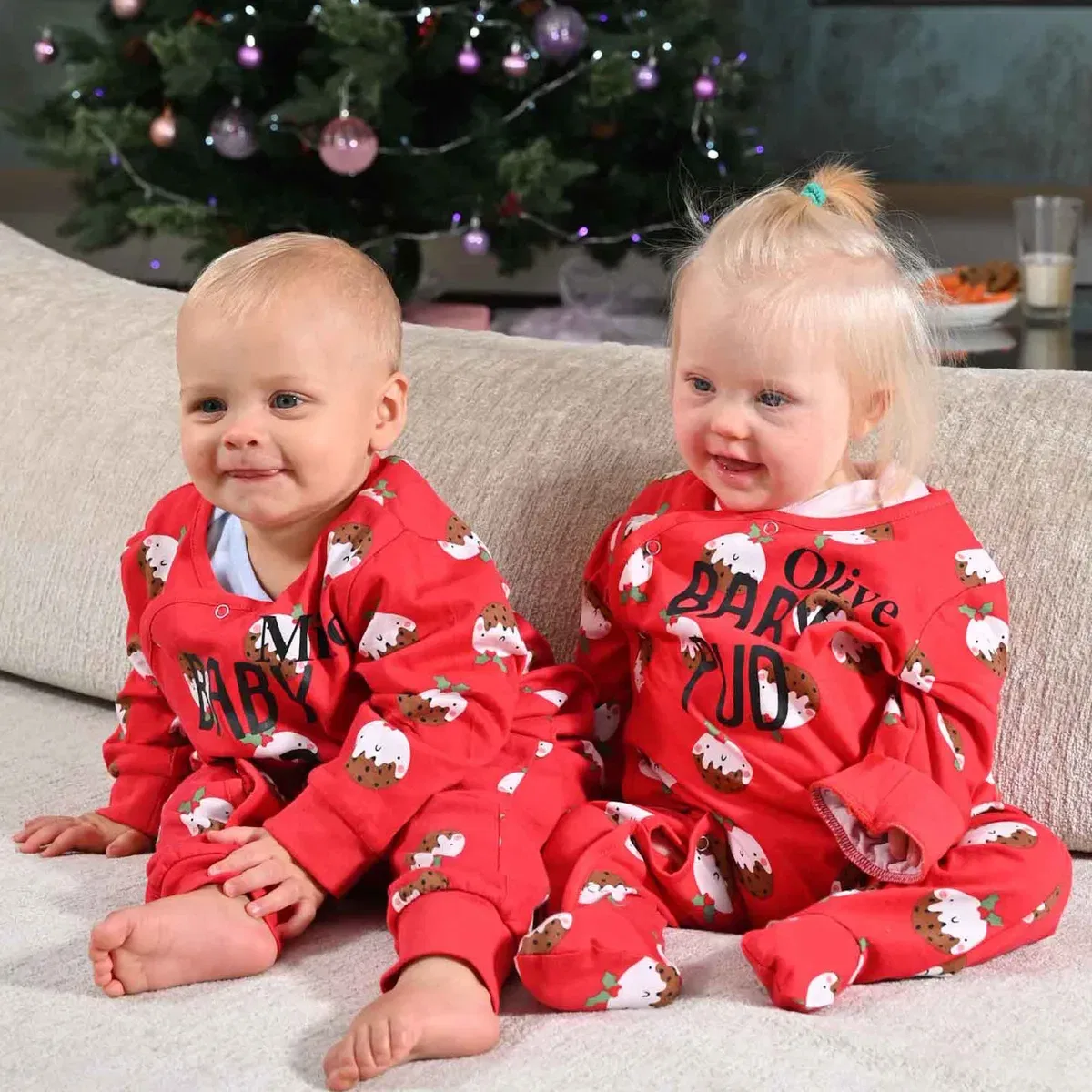 Детский пижамный комбинезон с принтом Pud Christmas Lulabay, Red