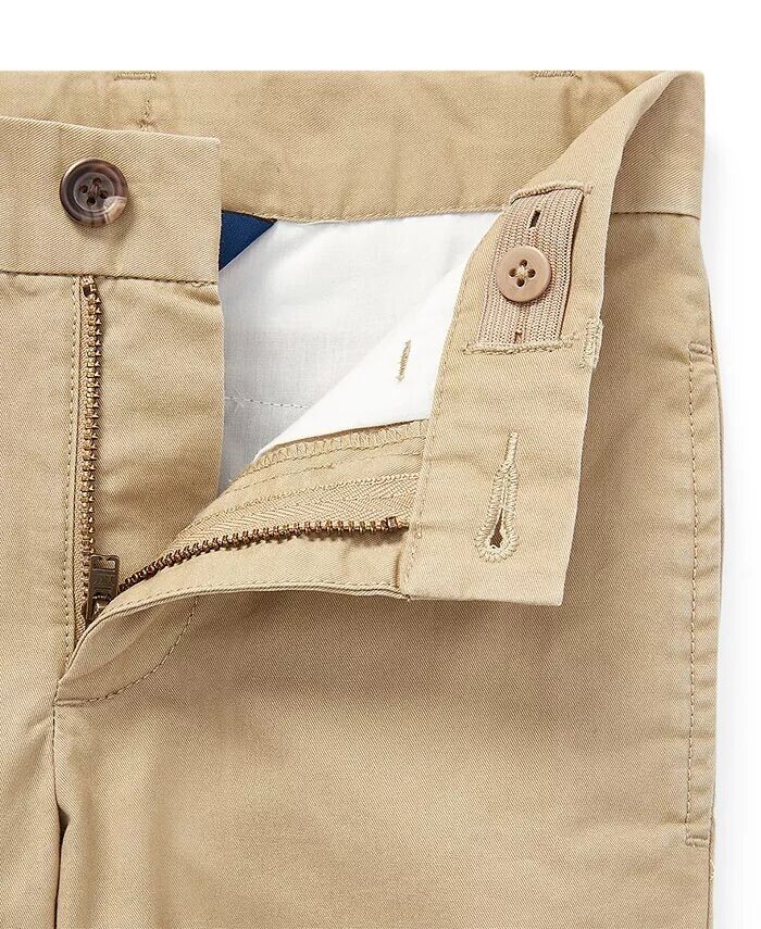 Брюки прямого кроя из твила для малышей и мальчиков Polo Ralph Lauren, бежевый — фото 3