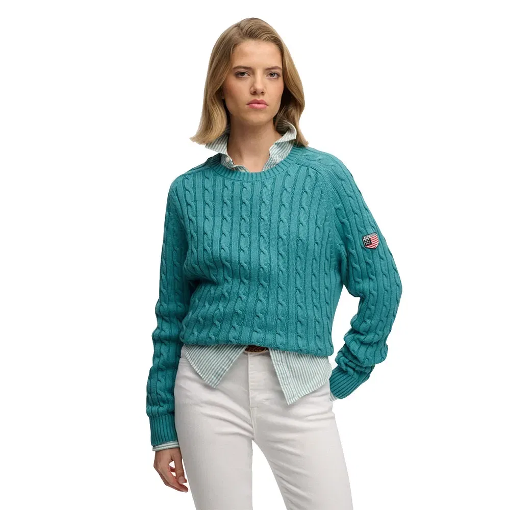 Свитер Slouchy Cable Superdry, зеленый