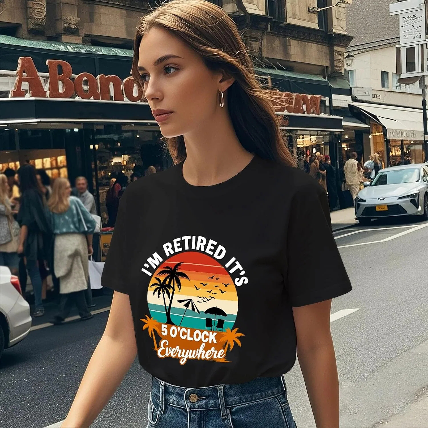 Мужская футболка с принтом I'm Retired, It's 5 O'Clock Everywhere Shirt-003, Allblack — фото 3