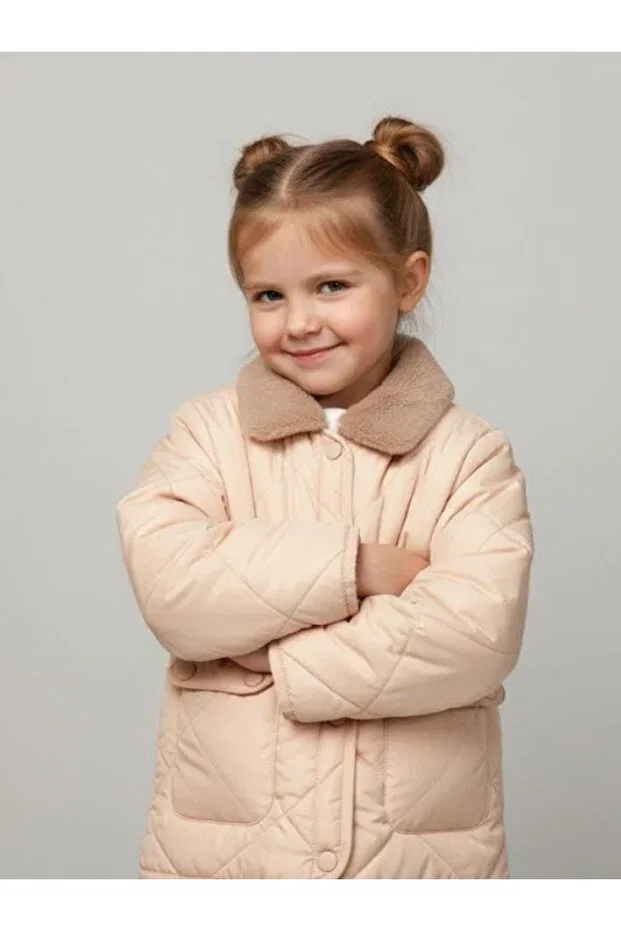 Детское пальто для девочек стеганое Basics Hls Kids, Beige — фото 3
