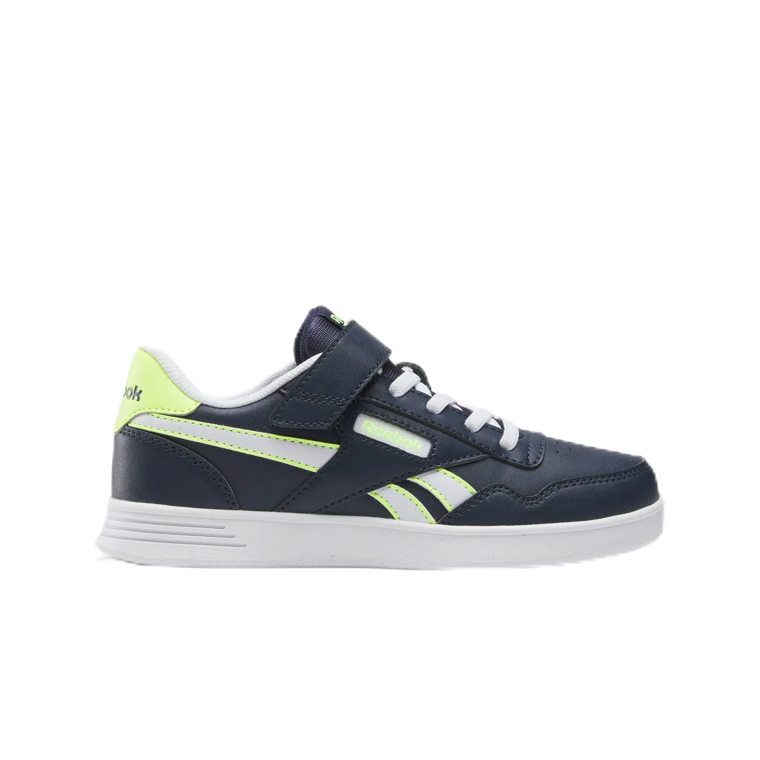 Детские кроссовки для мальчиков с эластичными шнурками Court Advance Elastic Lace & Top Strap Reebok, Vectornavy Digitallime White