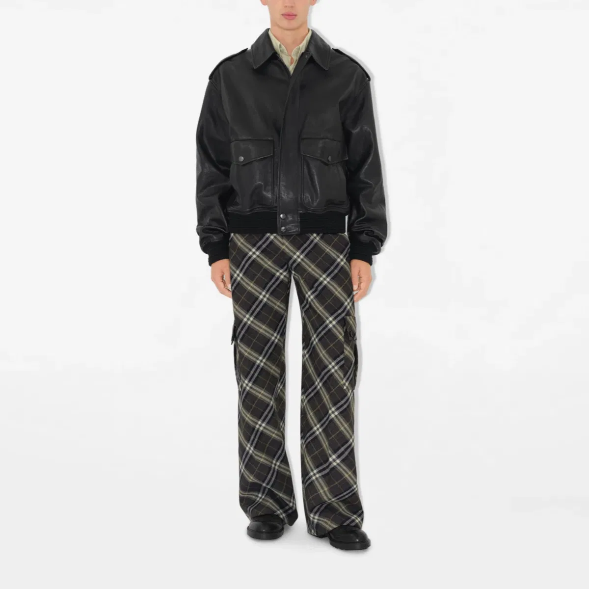 Мужская куртка-бомбер из кожи, Burberry, Black — фото 3