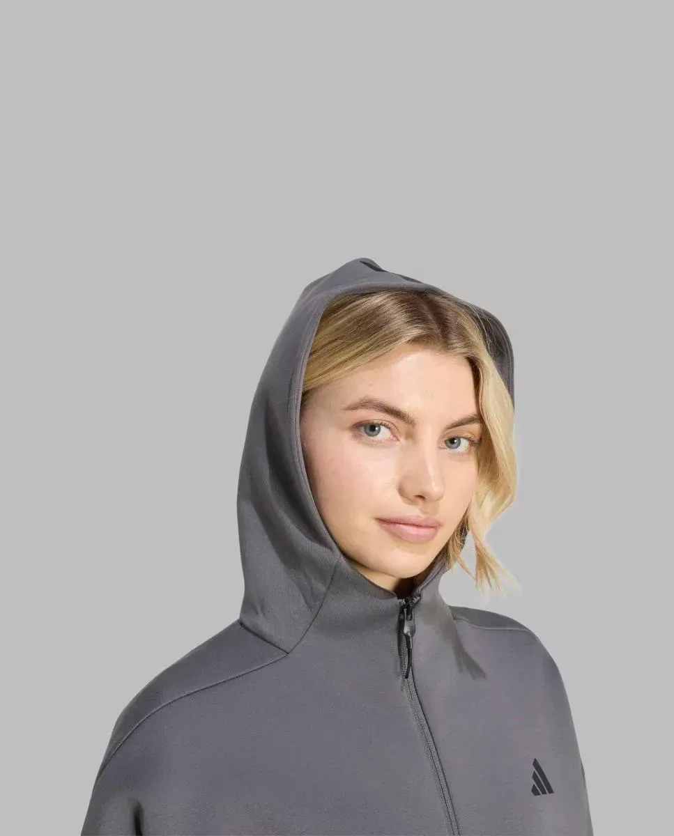Женская худи с капюшоном и молнией Z.N.E. adidas, Grey — фото 4
