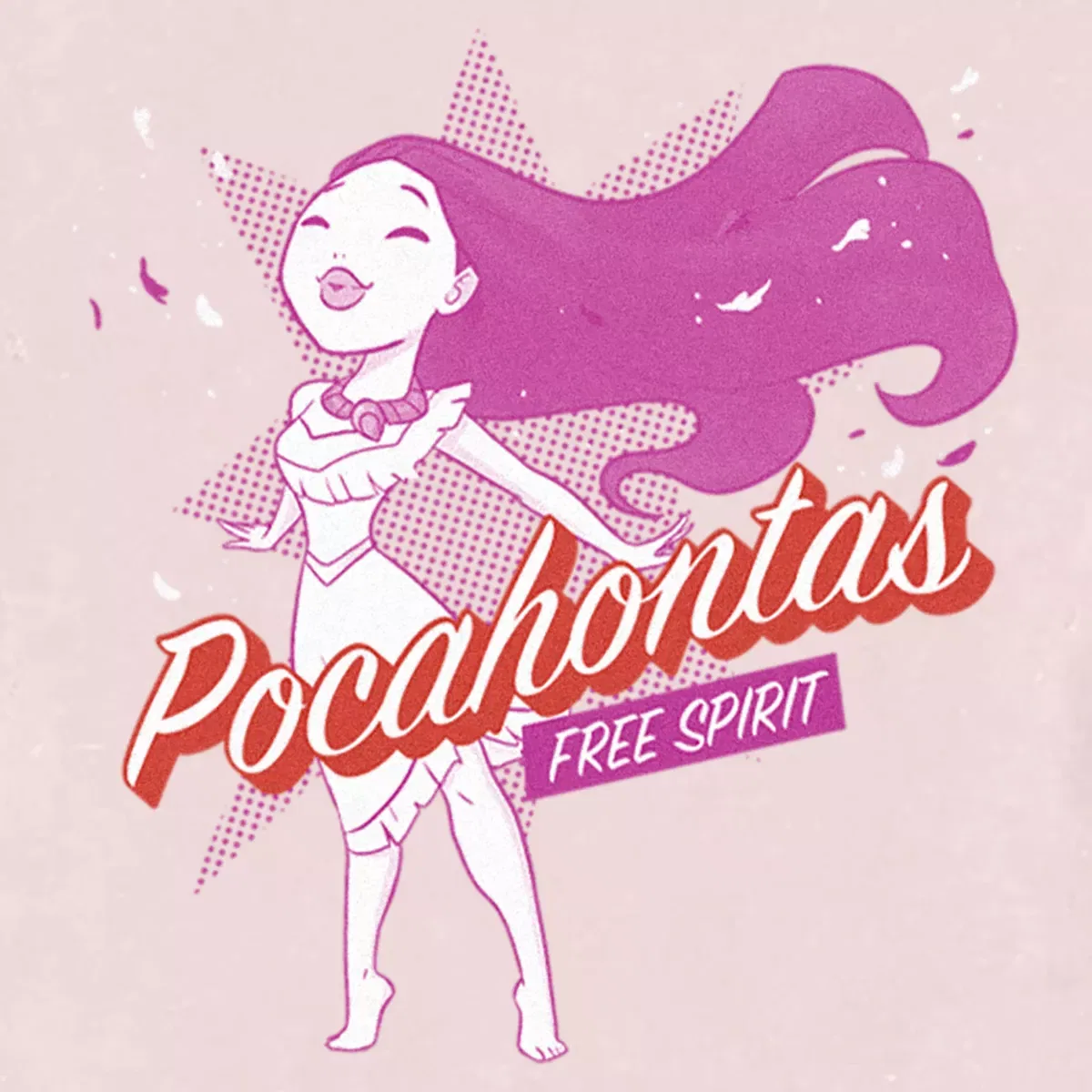Детское футболка с принтом Pocahontas Free Spirit Character Disney, Light Pink — фото 2
