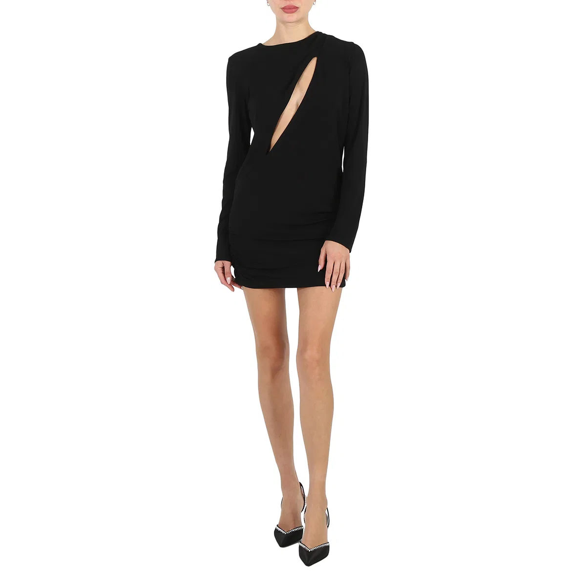 Платье коктейльное с драпировкой Ladies Black Short Draped Viscose Dress Versace, Black