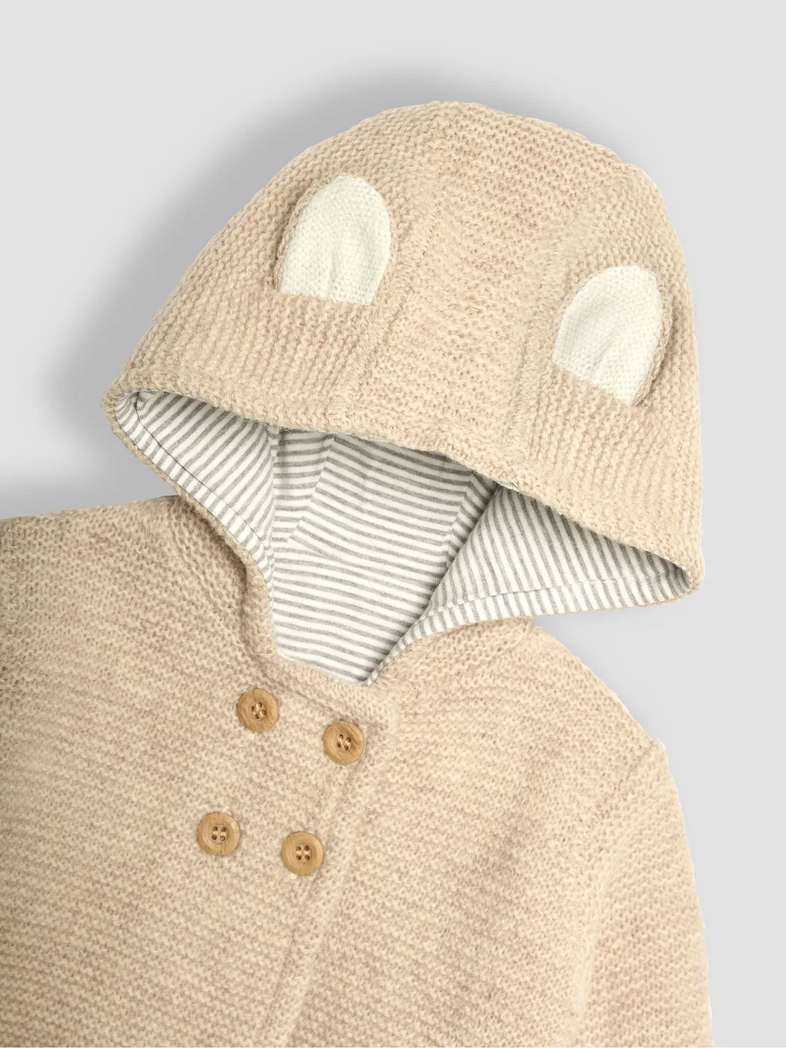 Кардиган с капюшоном и ушками медвежонка, JoJo Maman Bébе, Natural — фото 3