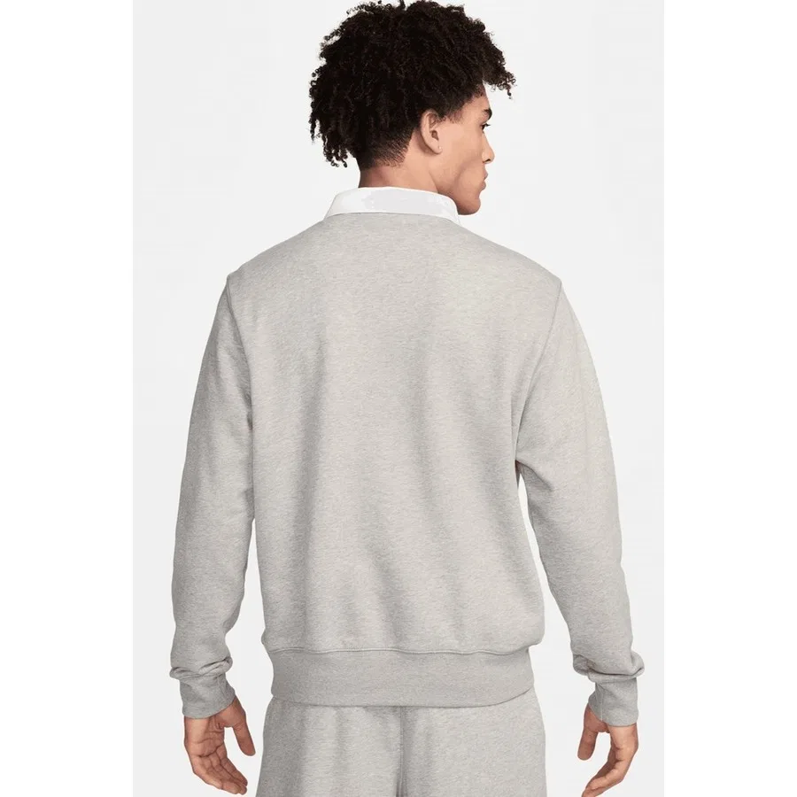Мужской свитшот из флиса с длинным рукавом и принтом Nike Club Fleece, Серый — фото 2