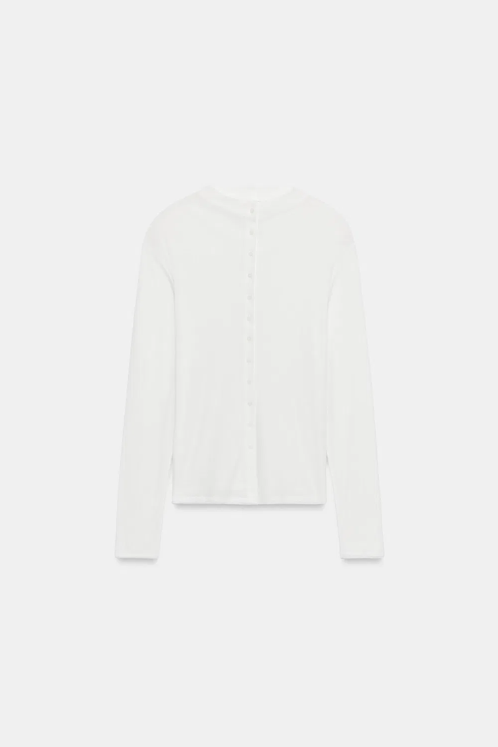 Футболка с высоким воротником на пуговицах ZARA, White — фото 3