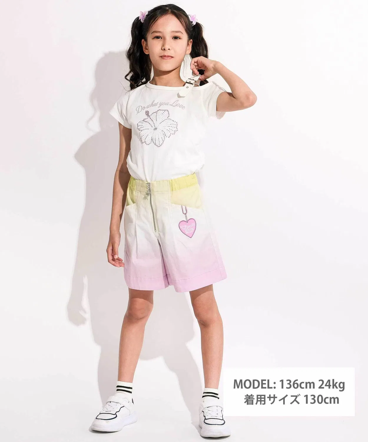 Детские шорты для девочек с градиентным принтом, модель Gradient Twill Wide Short Pants, nexchic, Green — фото 2