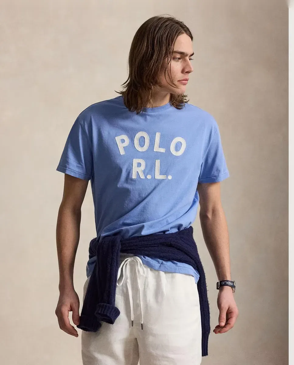 Мужская футболка хлопковая с логотипом Polo Ralph Lauren, Azul Porcelana