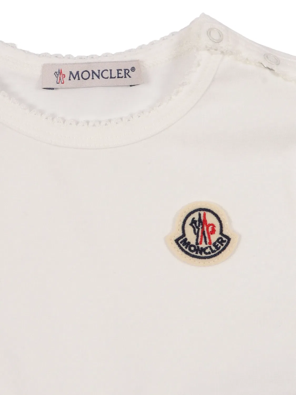 Платье с фестонами и нашивкой-логотипом Moncler Enfant, белый — фото 3