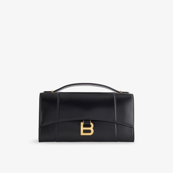 

Кожаный клатч Hourglass Balenciaga, черный