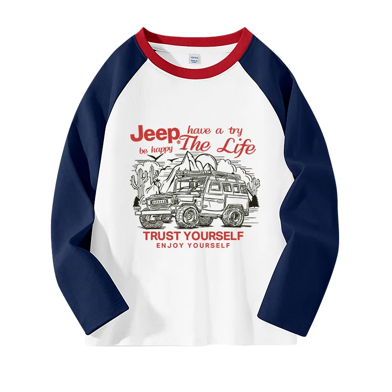 Детская футболка с принтом Trail Running Sketch Jeep, Brown Coffee/E Trail Running Sketch — фото 3
