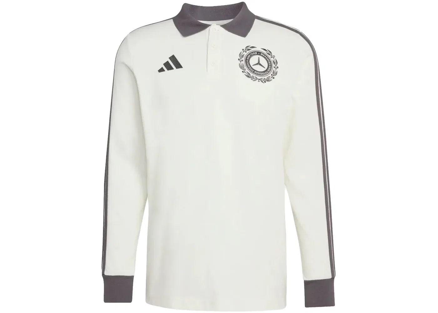 Мужское поло с принтом Mercedes AMG Petronas Formula 1 Team Polo (Asia Sizing) Adidas, Off White/Granite