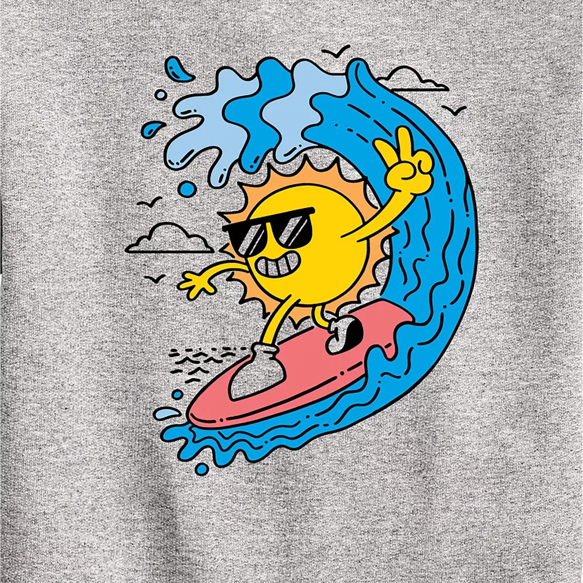Детский свитшот с принтом Sun Surfer Instant Message, Athletic Heather — фото 2