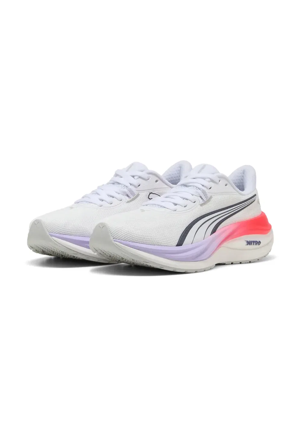 Кроссовки для бега по улицам Electrify Nitro 5 Jr унисекс Puma, Puma White-Ultra Red-Light Lavender-Inky Depths — фото 2