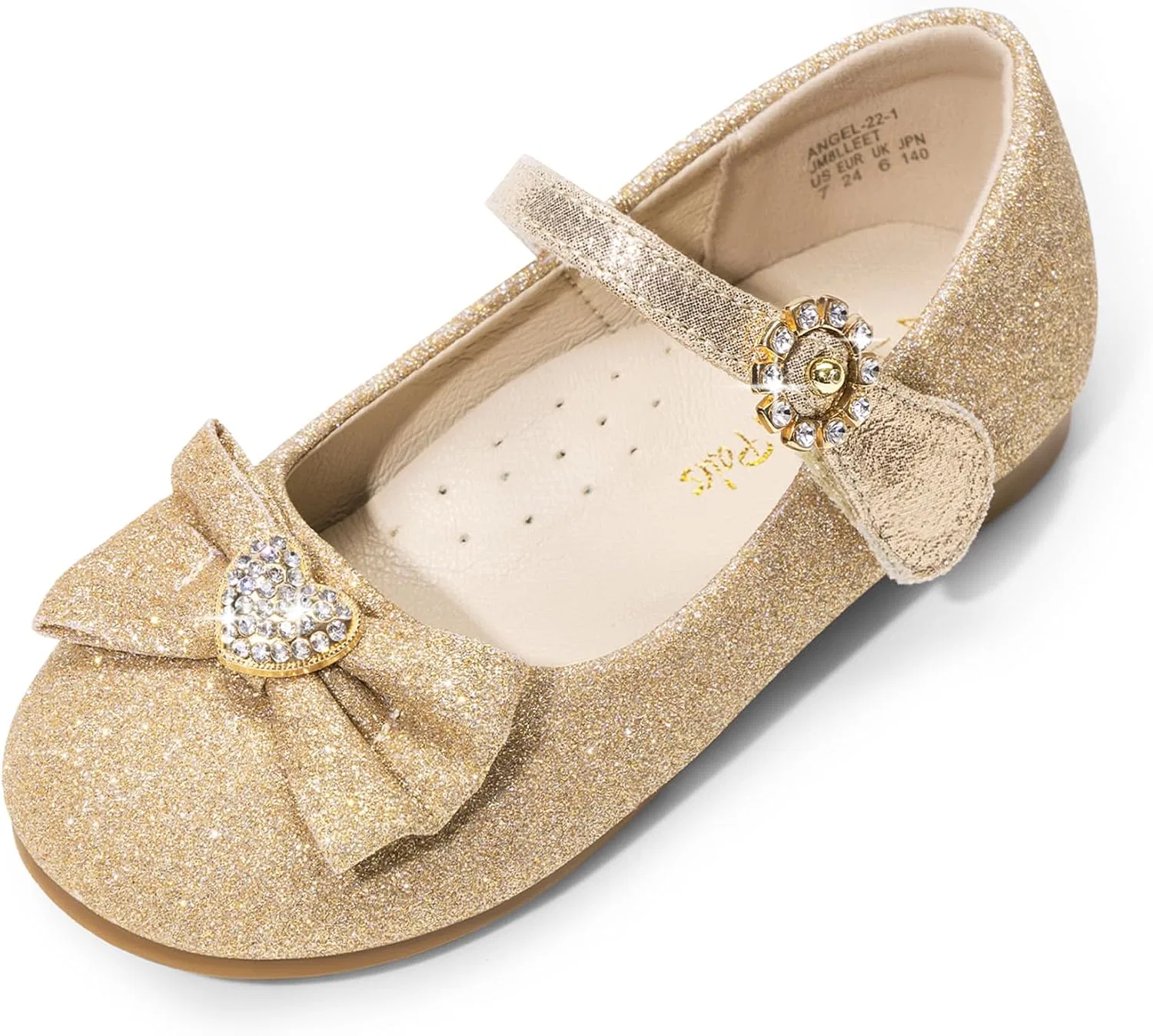 Детские балетки для девочек с бантом Mary Jane DREAM PAIRS, Gold/Glitter