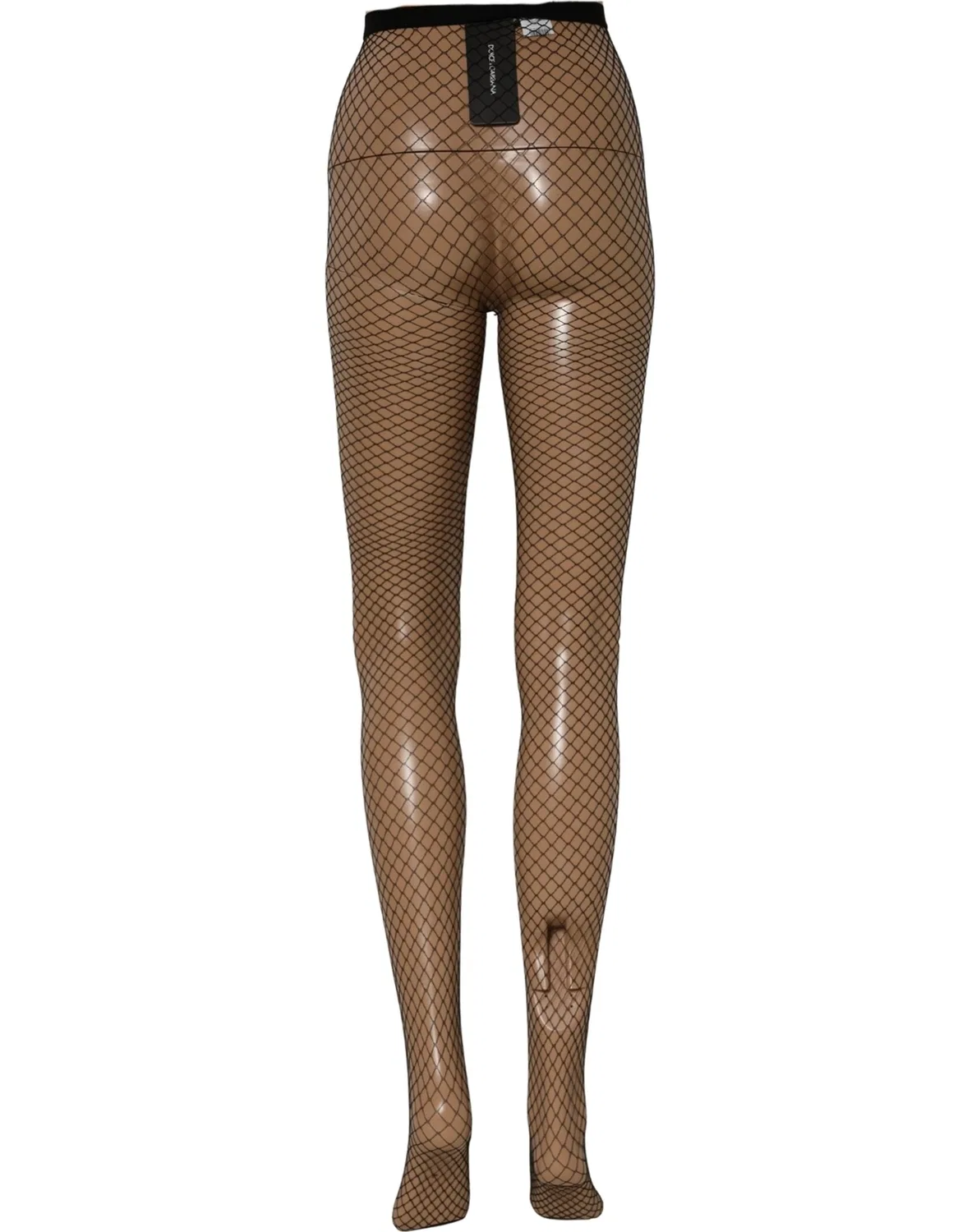 Женские плотные чулки с геометрическим сетчатым узором Black Fishnet Dolce & Gabbana, Black — фото 3