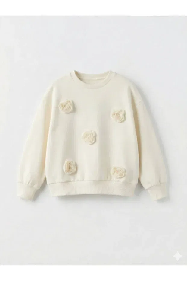 Детские свитшот для девочек с вышивкой Güllü Nazhankids, Nude Color