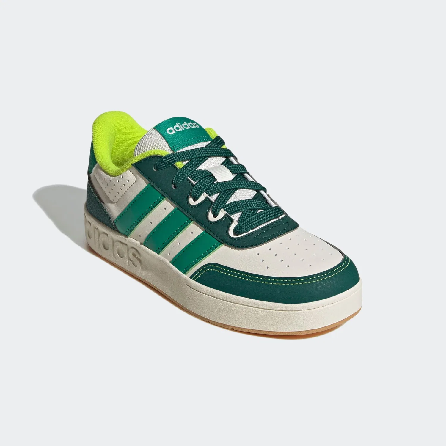 Детские низкие кроссовки с брендингом Adidas Sportswear, Off White/Collegiate Green/Court Green