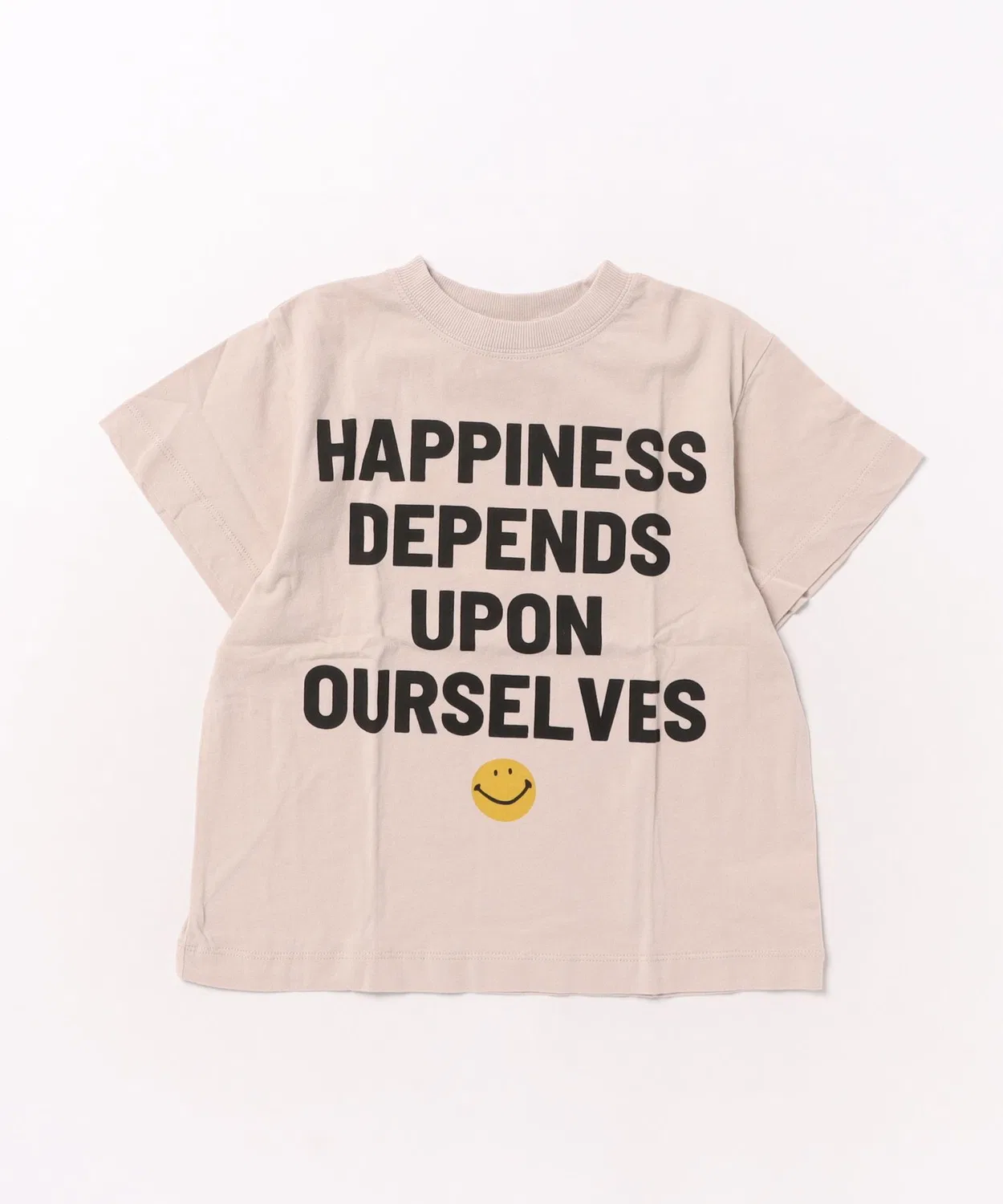 Детская футболка из хлопка с принтом HAPPINESS NEEDLE WORKS, Sand Beige