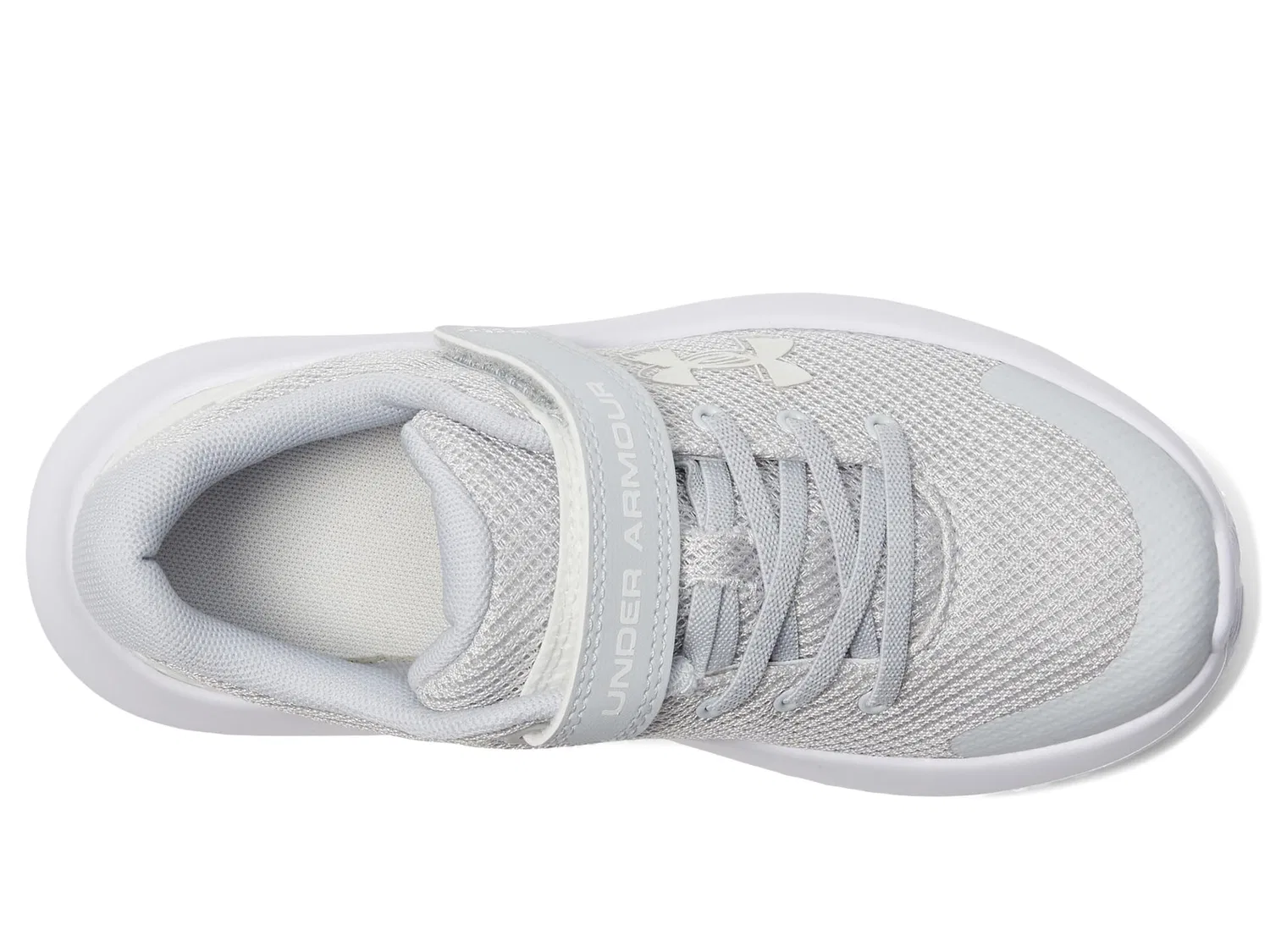 Детские кроссовки для девочек с сетчатым верхом Ua Bgs Charged Rogue 4 Under Armour, Halo Gray White Iridescent — фото 3