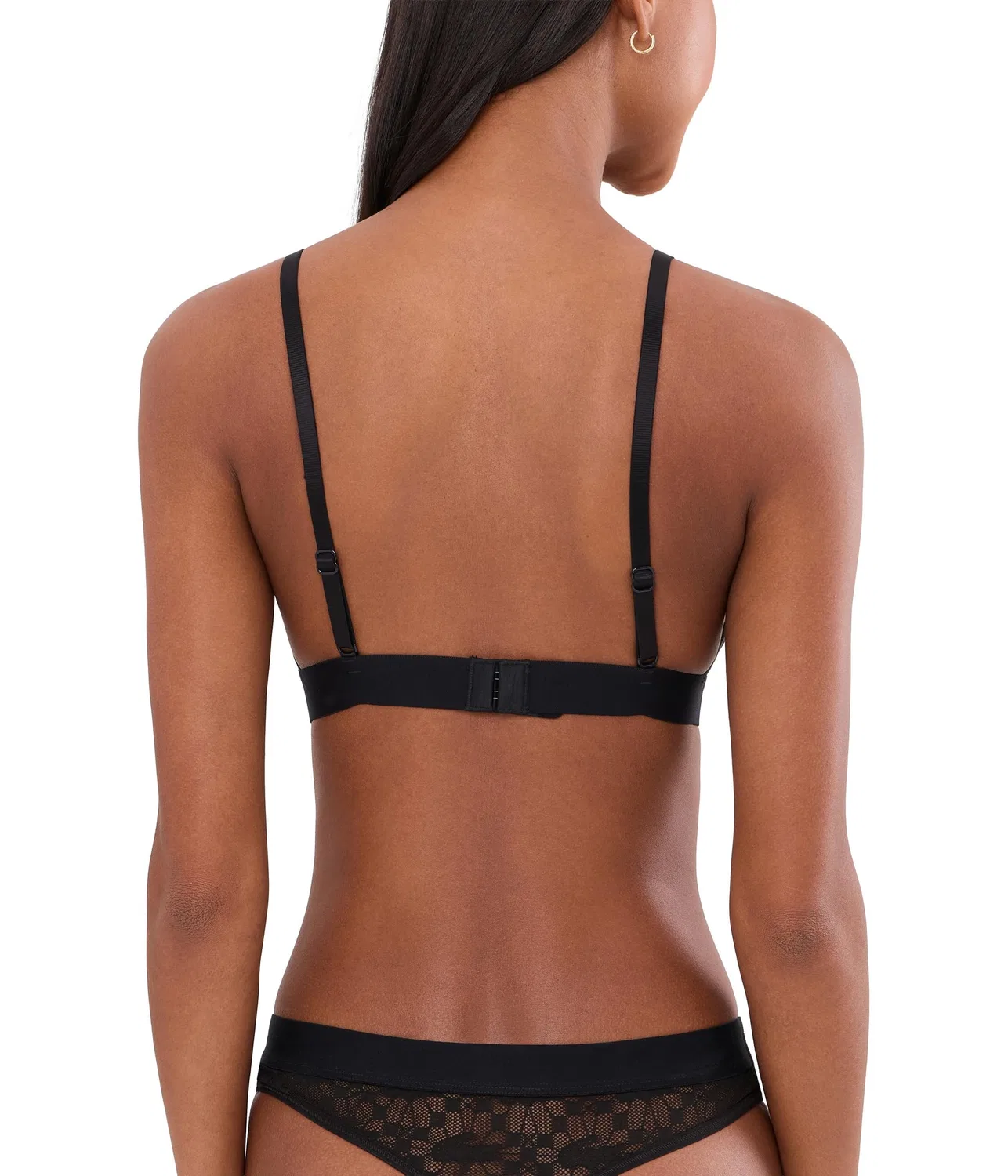 Бралетт-треугольник с кружевом и логотипом Logo Lace Triangle Bralette Lacoste, Noir — фото 4