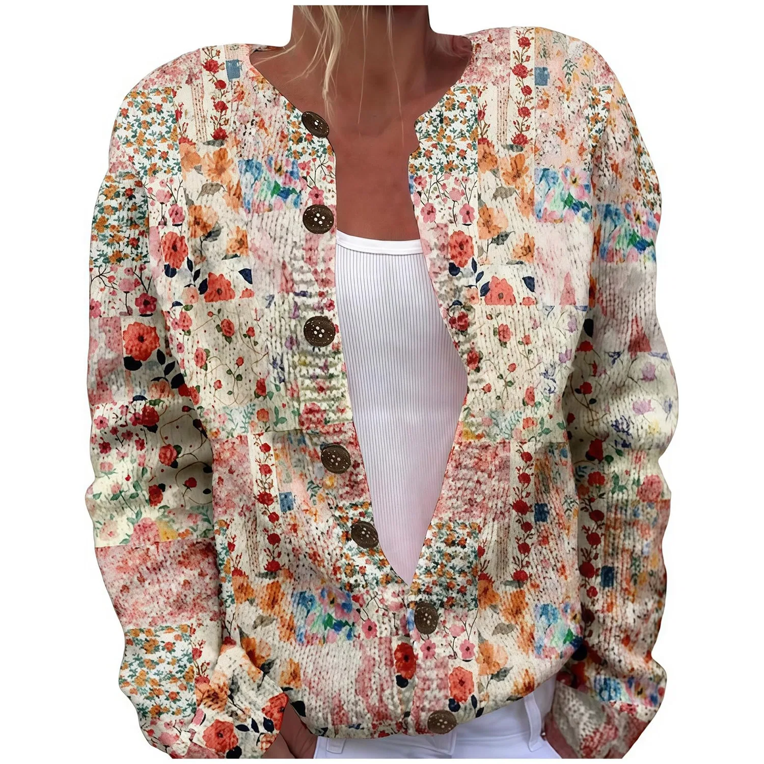 Женский кардиган с принтом Vintage Floral Print, Motivo 23