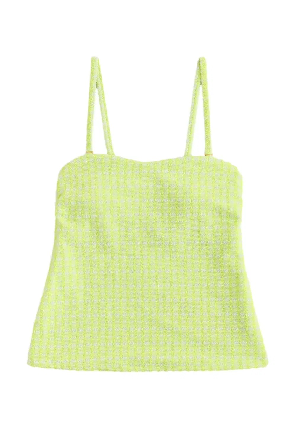 Стандартный крой - топ-бандо танкини - верх бикини Next, Lime Green Gingham Crinkle