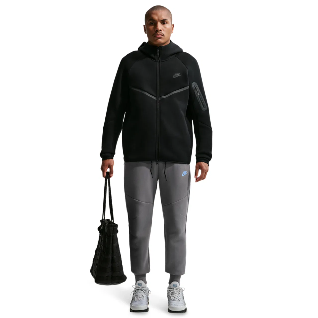 Мужские спортивные брюки из футера с эластичным поясом Nike Tech Fleece, Smoke Grey Football Blue — фото 4