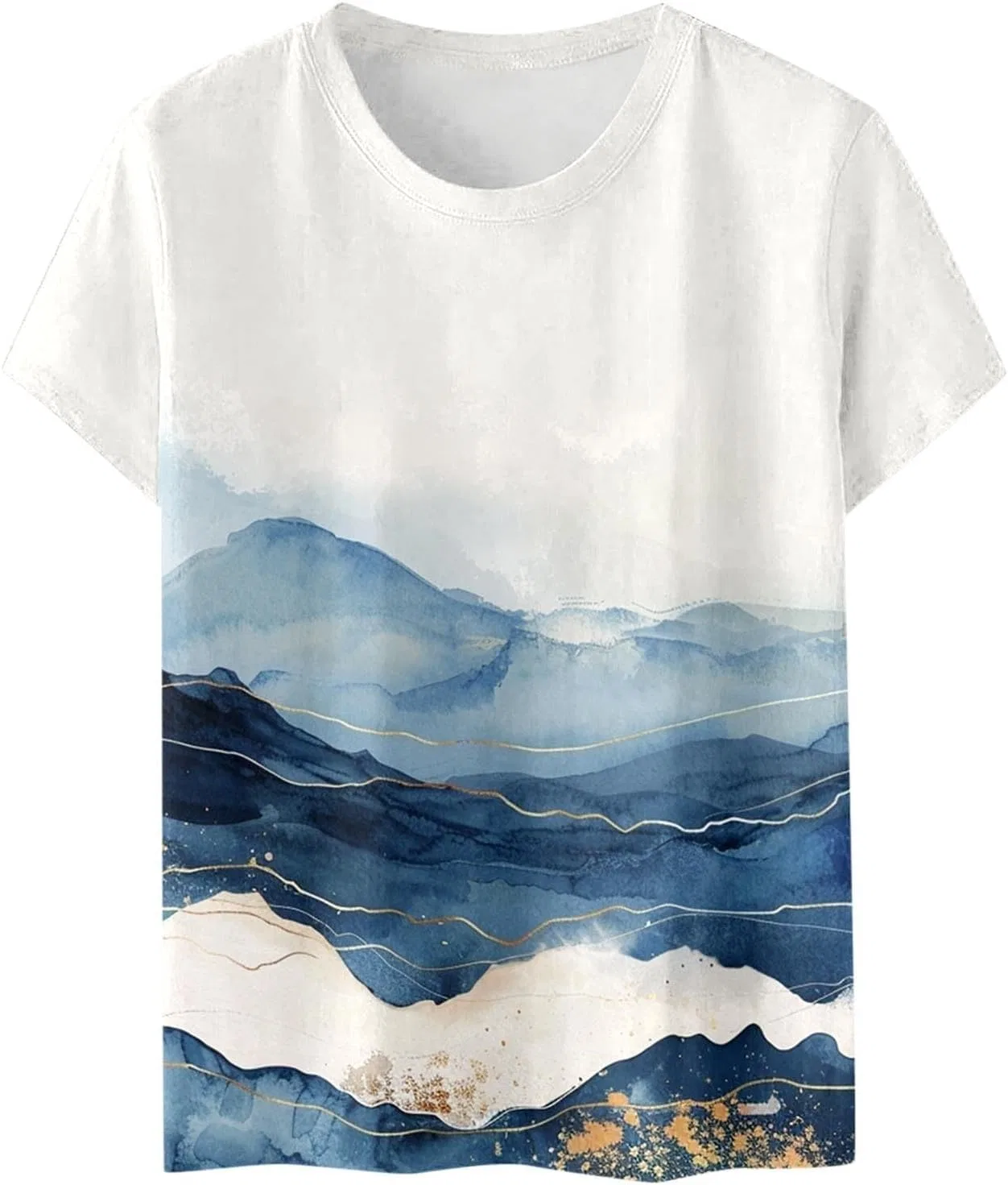 Женская футболка с цветочным принтом Short Sleeve Tops, Navy — фото 3