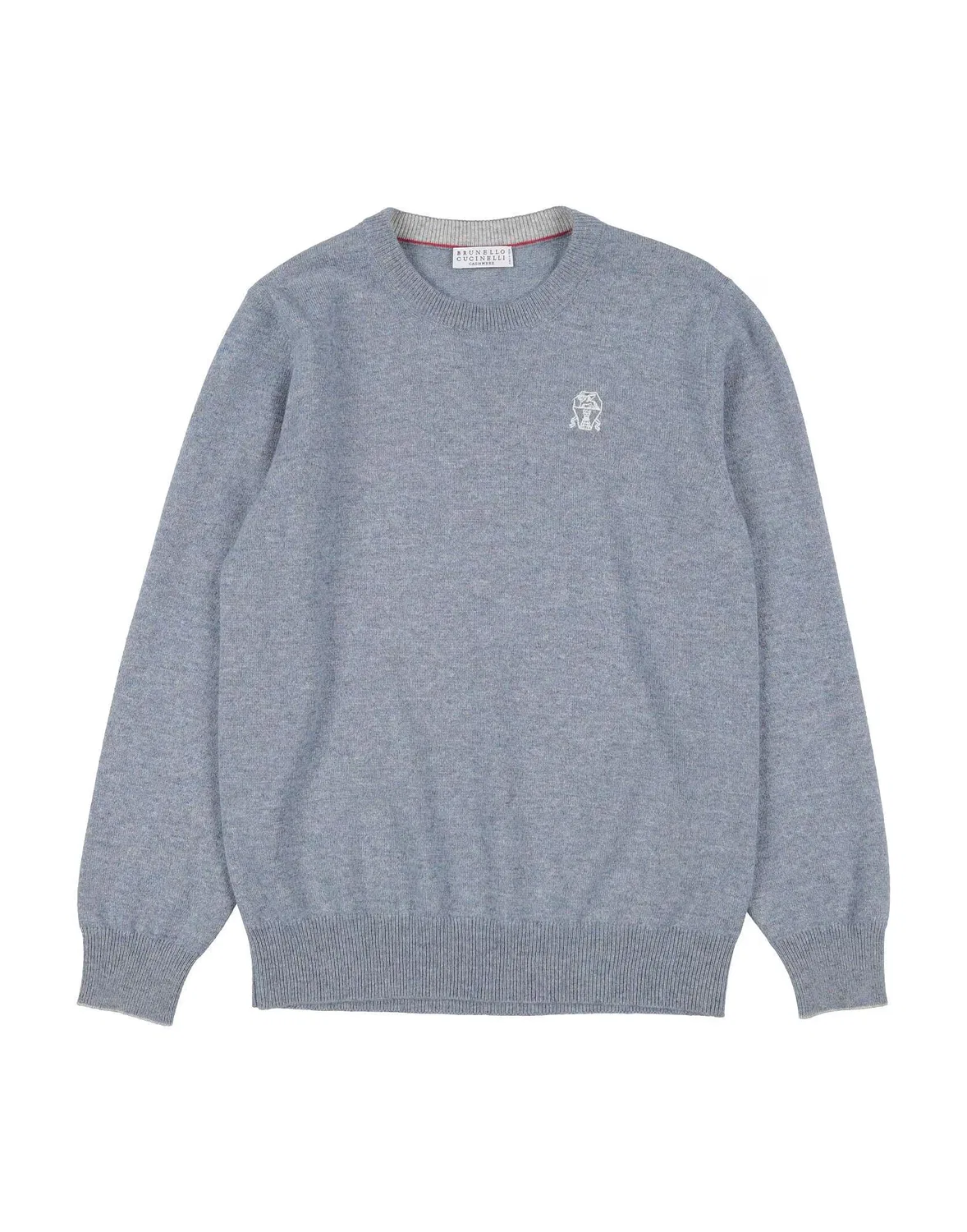 Детский джемпер из кашемира с вышивкой Brunello Cucinelli, светло-голубой