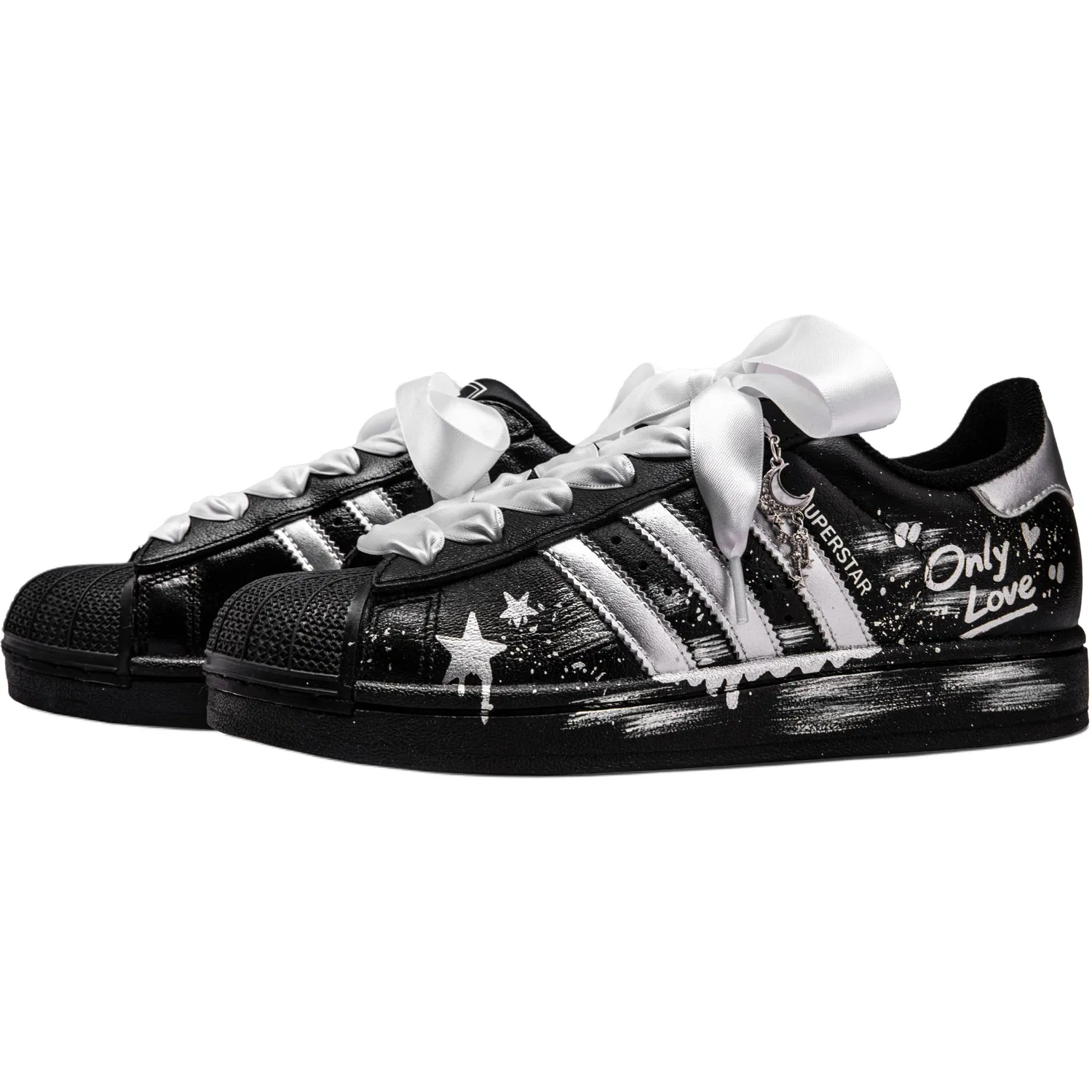 Детские скейтбординг-кроссовки с принтом Superstar 2 Adidas Originals, Black Silver — фото 4