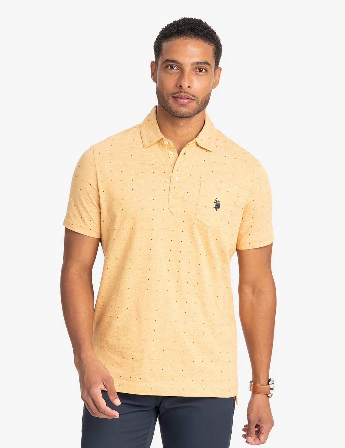 

Футболка поло U.S. Polo Assn. Printed End-on-end Striped, желтый