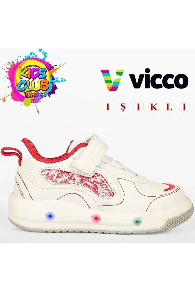 Детские кроссовки для девочек со светящейся подошвой Disnew lighted sneaker Vicco, White
