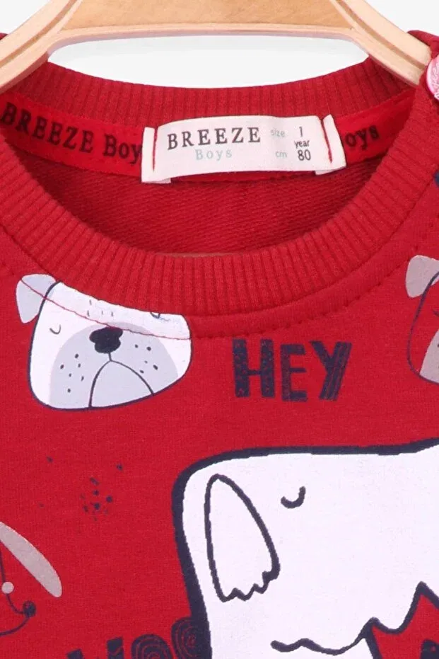 Детский спортивный костюм для мальчиков с принтом Breeze, Burgundy — фото 3