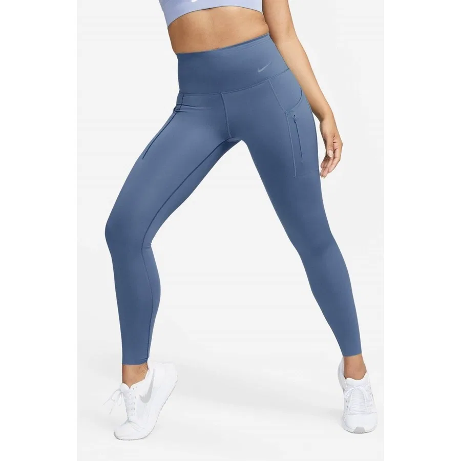 Женские леггинсы для тренировок с высокой посадкой и 6 карманами Nike Go Firm Support High Rise Full Length, Темно-синий