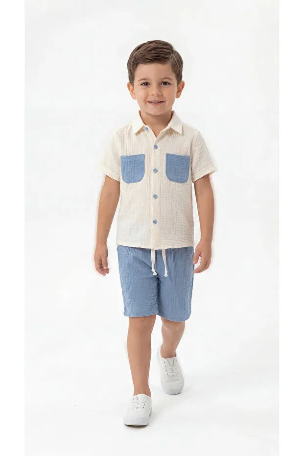 Детский комплект для мальчиков с принтом Mışıl Kids, Blue — фото 2