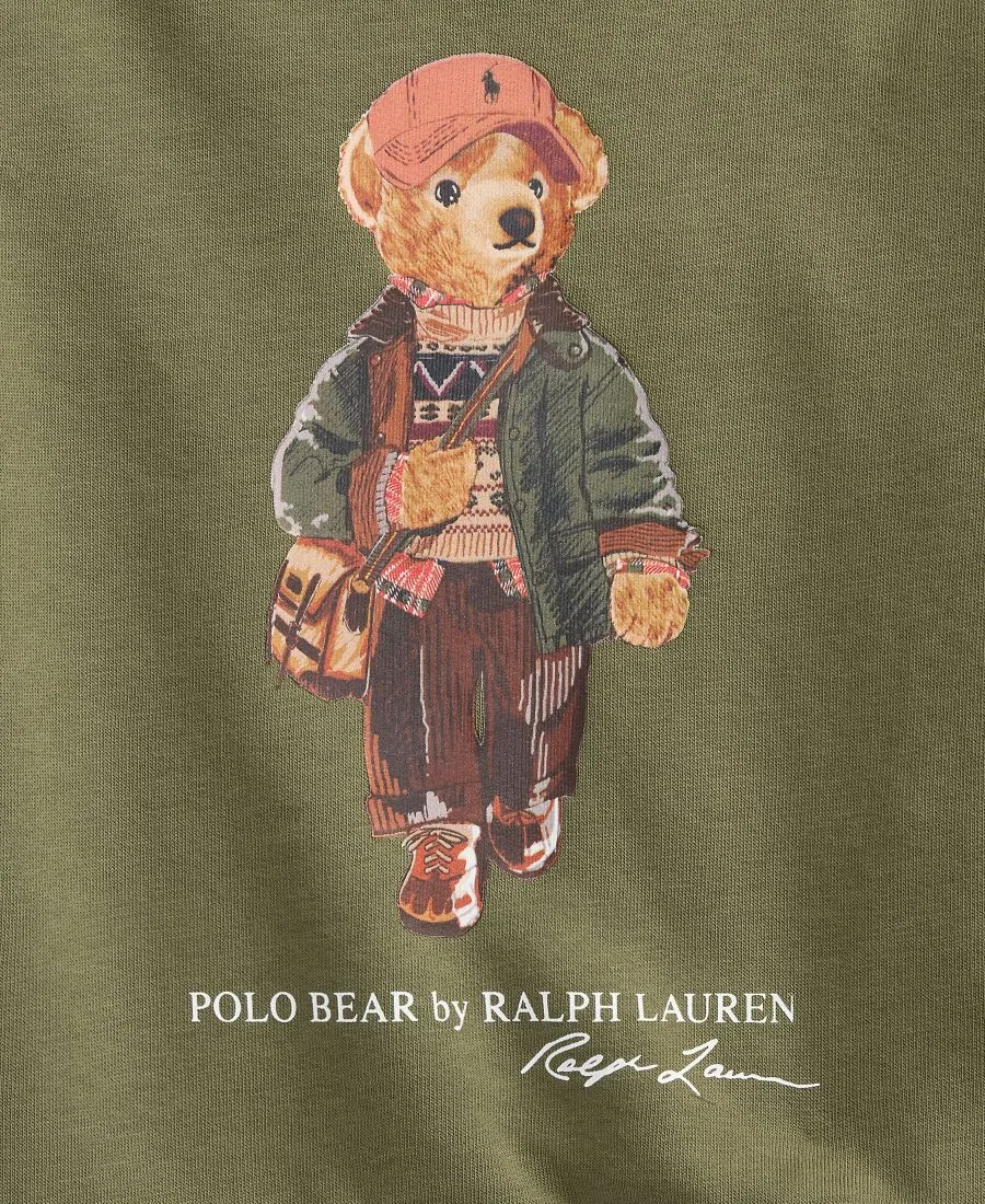 Детский свитшот из флиса с Polo Bear Polo Ralph Lauren, Cruise Olive — фото 3