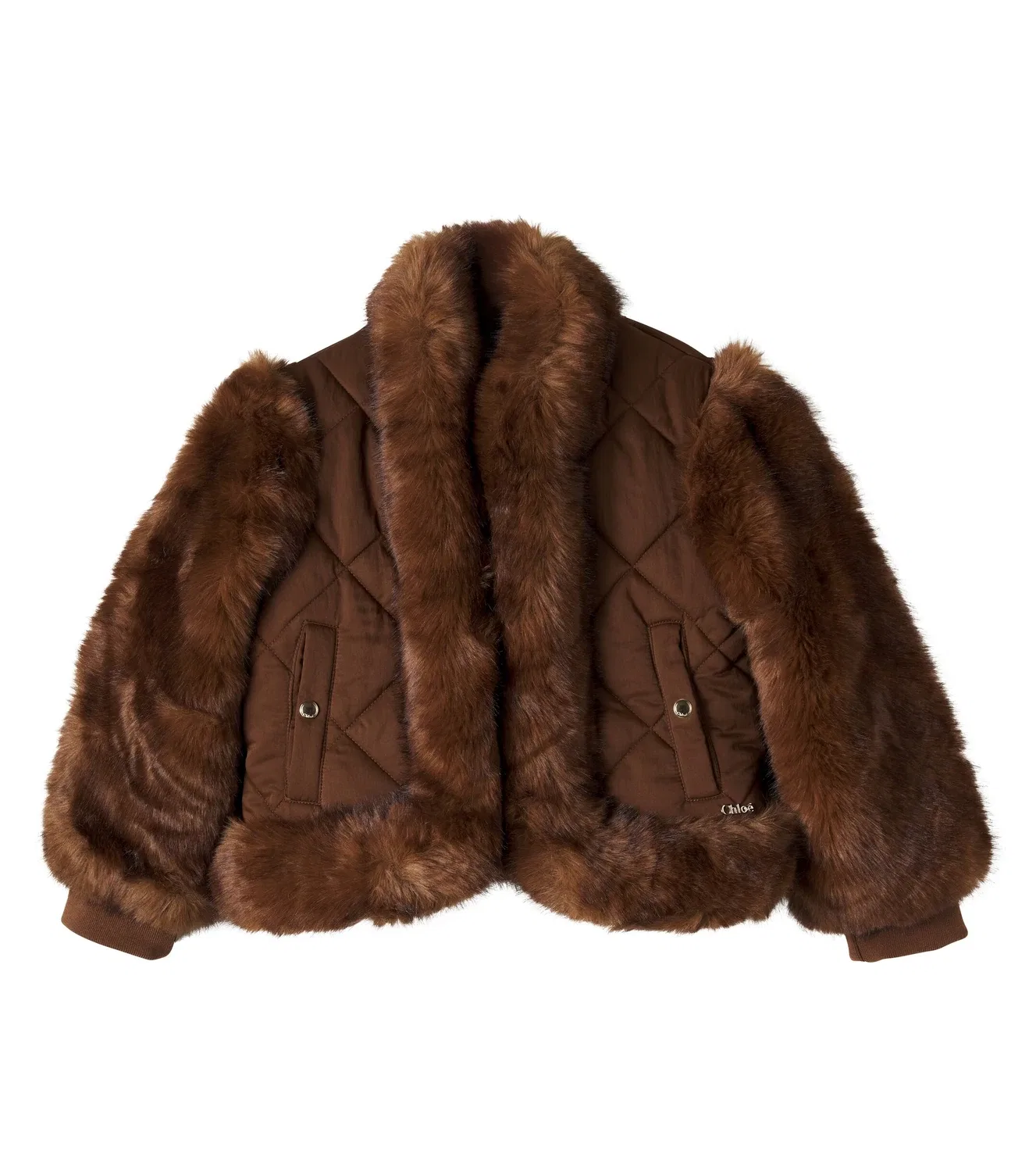 Легкая куртка стеганая Chloé Kids, коричневый