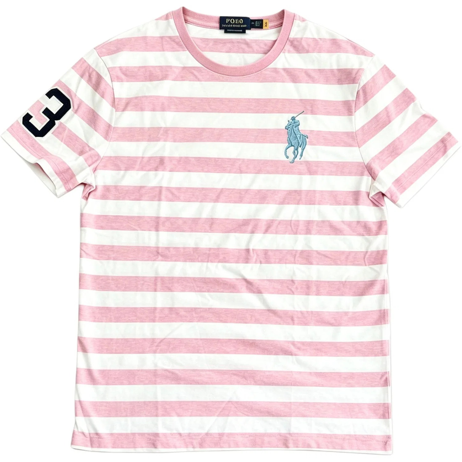 Футболка с полосками Big Pony, Polo Ralph Lauren, Pink White Stripes