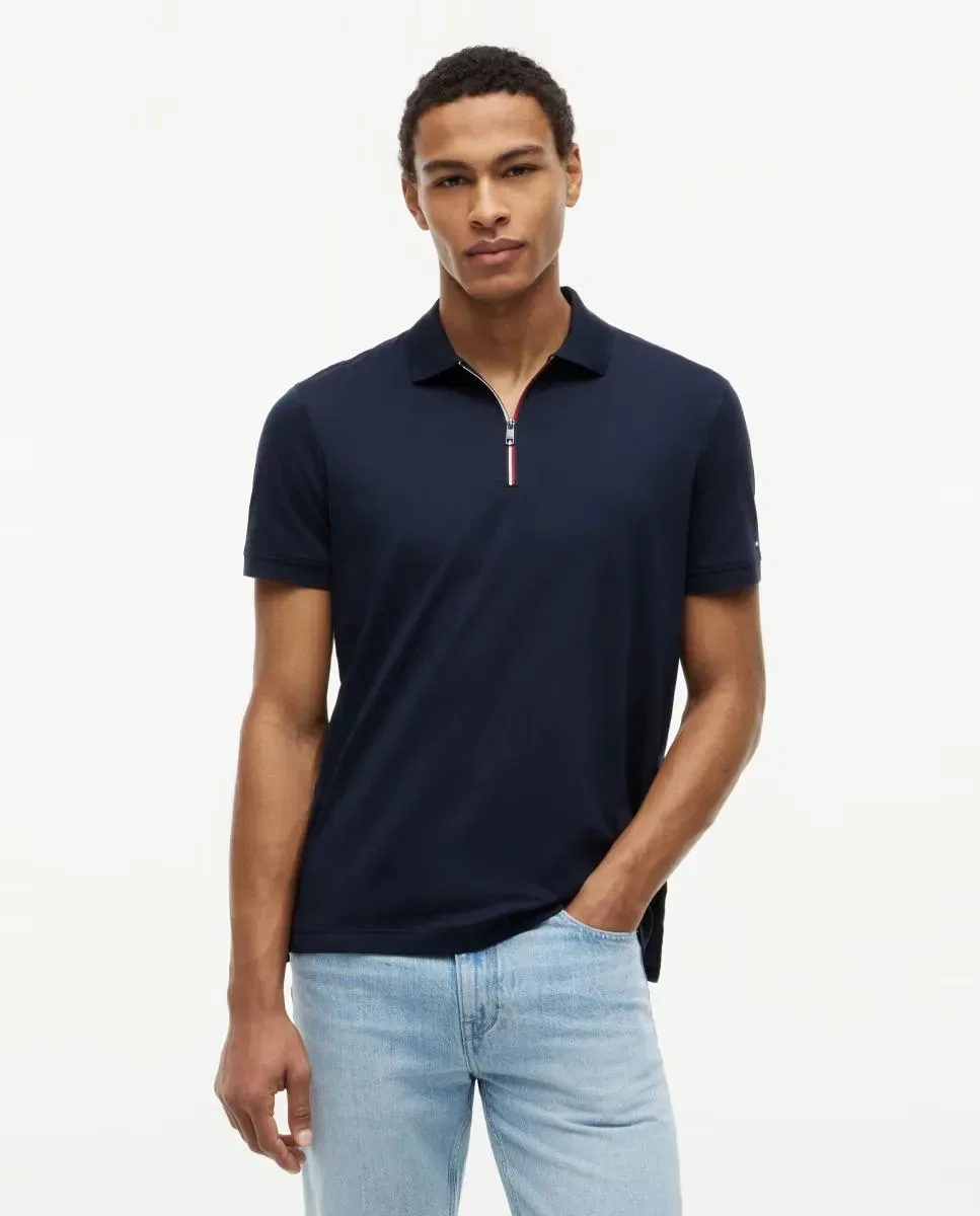 Мужское поло с коротким рукавом из мерсеризованного хлопка Tommy Hilfiger, Azul Marino