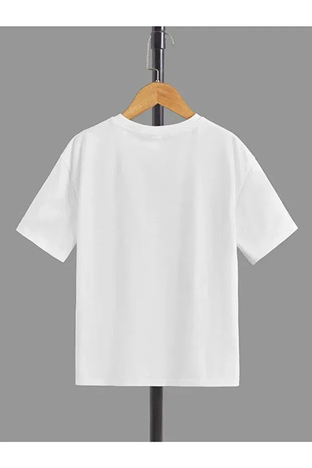 Детская футболка с принтом Unisex Planet Balloon Astronaut Design Printed Oversize Baxia, White — фото 2