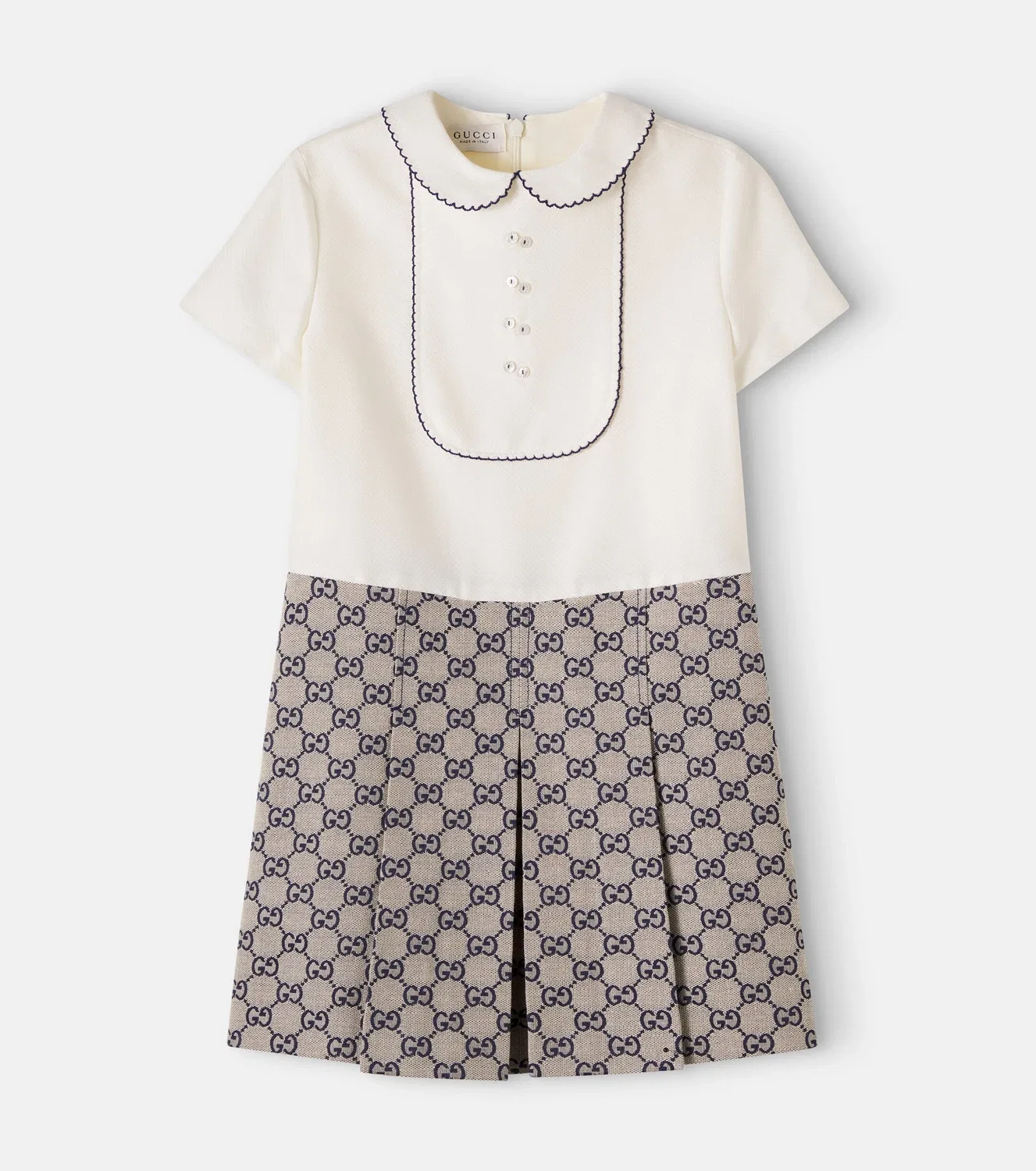 Нарядное платье с воротником Питер Пэн из хлопкового канваса GG Gucci Kids, фиолетовый