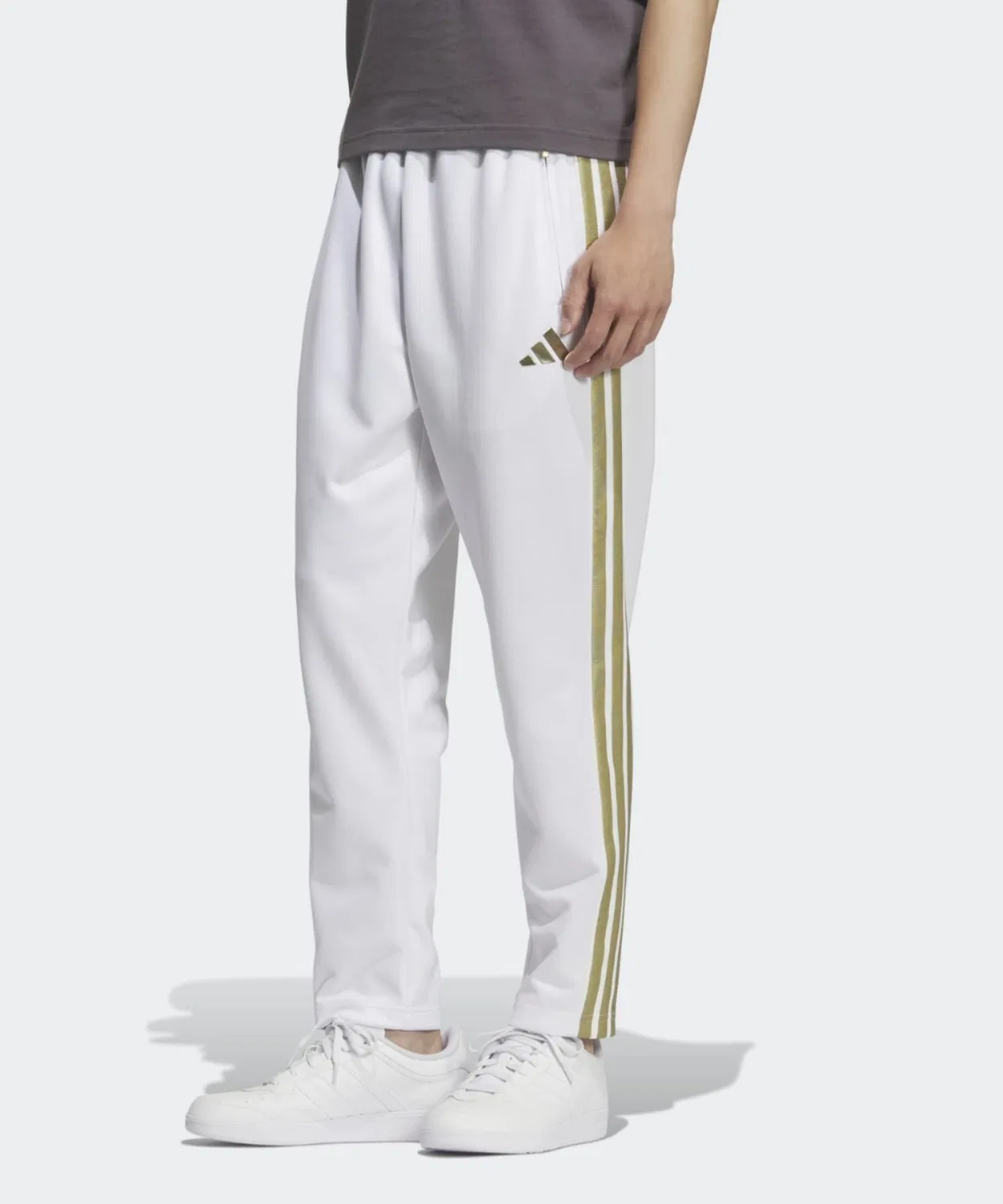 Мужские спортивные брюки из даблните с открытым низом Stadium Gold Adidas, White