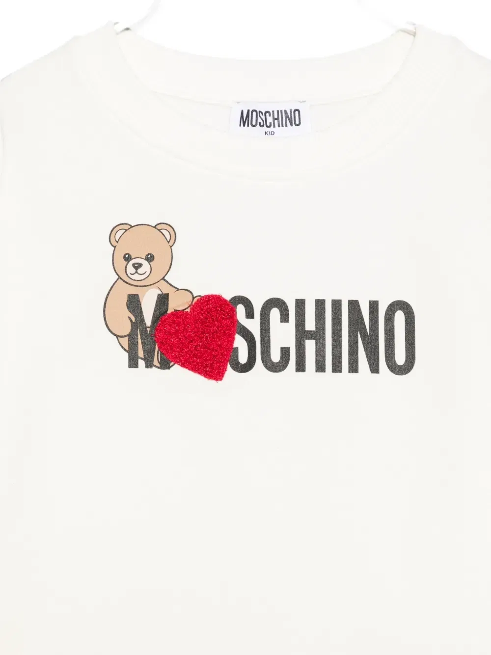 Толстовка с принтом "Тедди" и нашивкой в форме сердца Moschino Kids, белый — фото 3